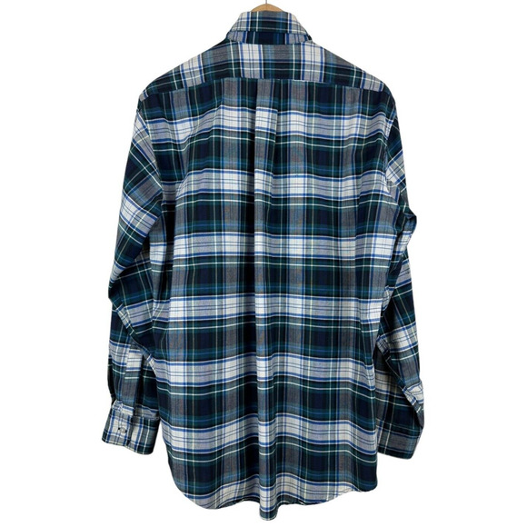 LL Bean Blue Green Plaid Men's Size‎ 16-34 L Large Long Sleeve Button Down Vtg - Picture 4 of 4